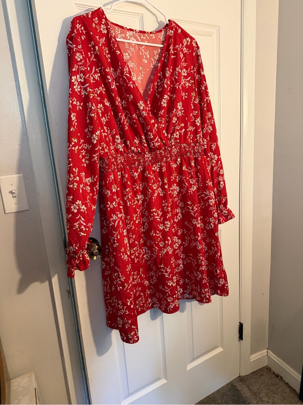 SHEIN Red Floral Midi Dress